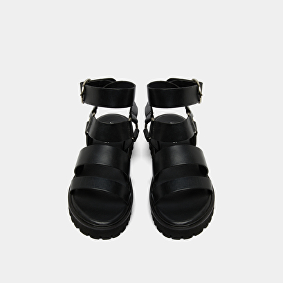 Sandales à plateformes et boucles en cuir noir | WELL | Jonak