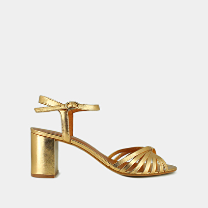 Sandales à talons et bouts ouverts en cuir métallisé or | VIPSY | Jonak