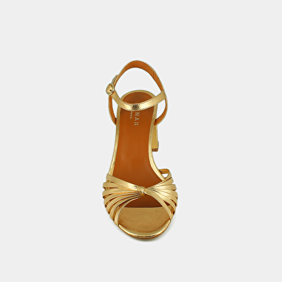 Sandales à talons et bouts ouverts en cuir métallisé or | VIPSY | Jonak