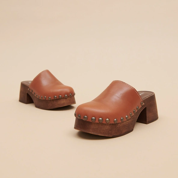 Mules à plateformes en cuir cognac | ELLIOT | Jonak