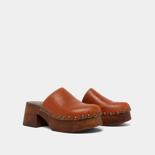 Mules à plateformes en cuir cognac | ELLIOT | Jonak