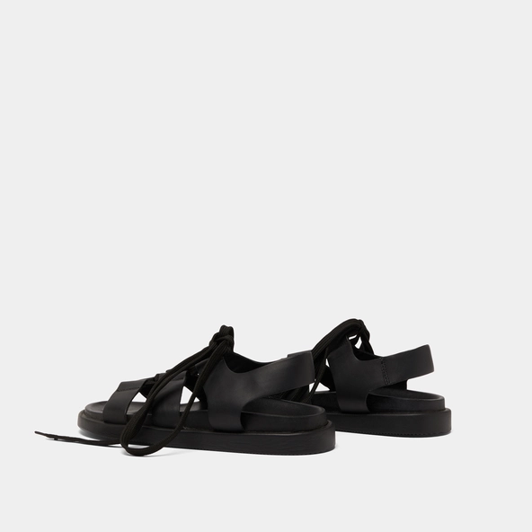 Sandales à multiples brides et lacets en cuir noir | WELLINGTON | Jonak