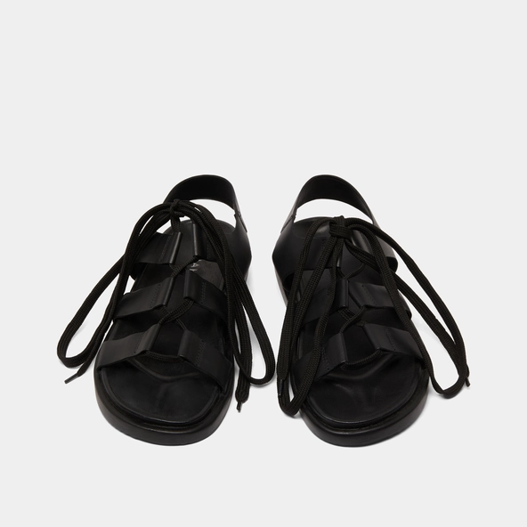 Sandales à multiples brides et lacets en cuir noir | WELLINGTON | Jonak