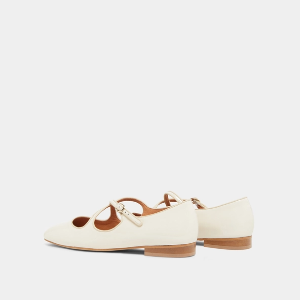 Ballerines à brides entrecroisées en vernis et cuir écrus | DUCKY | Jonak