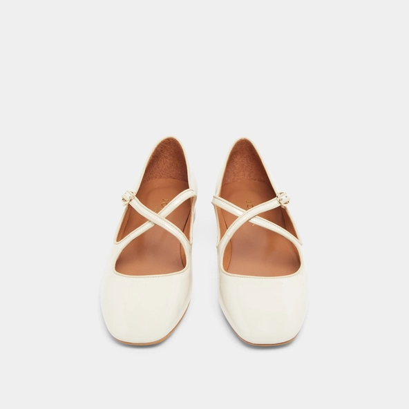 Ballerines à brides entrecroisées en vernis et cuir écrus | DUCKY | Jonak