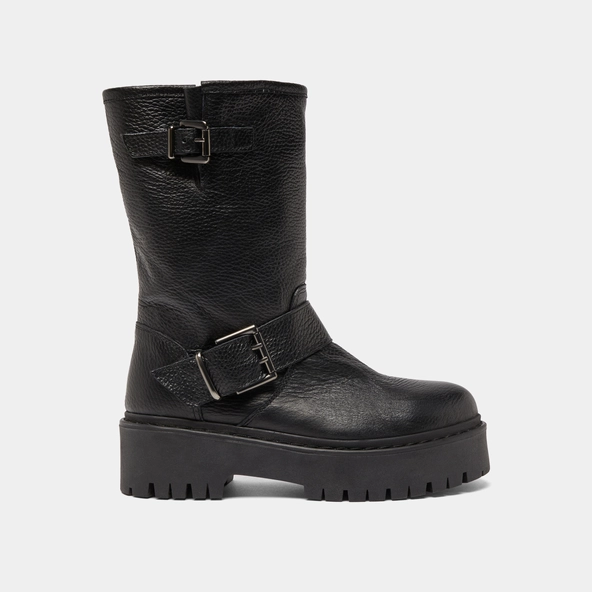 Bottes avec boucles en cuir grainé noir | RICCARDO | Jonak
