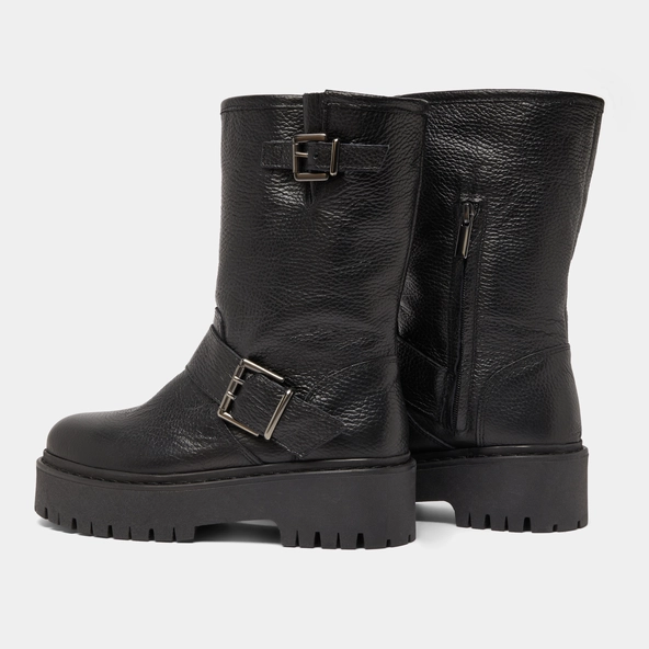 Bottes avec boucles en cuir grainé noir | RICCARDO | Jonak