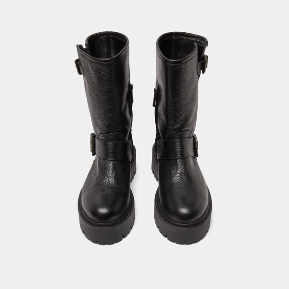 Bottes avec boucles en cuir grainé noir | RICCARDO | Jonak