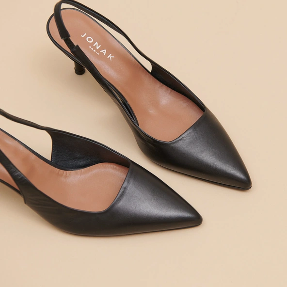Escarpins à bouts pointus en cuir noir | DIAMANTINE | Jonak