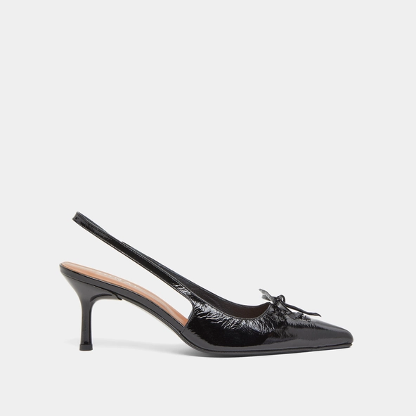 Escarpins &agrave; bouts arri&egrave;res ouverts en cuir brillant noir | DOLENE | Jonak