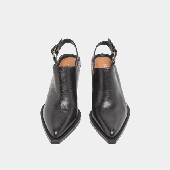 Mules &agrave; talons biseaut&eacute;s en cuir noir | DOREN | Jonak