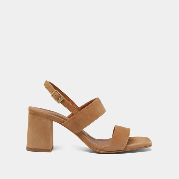 Sandales &agrave; talons en velours camel | VICO | Jonak
