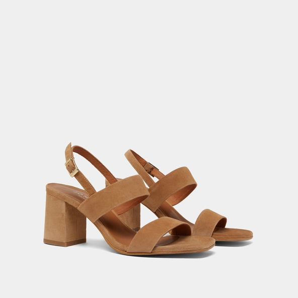 Sandales &agrave; talons en velours camel | VICO | Jonak