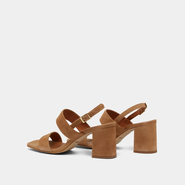 Sandales &agrave; talons en velours camel | VICO | Jonak