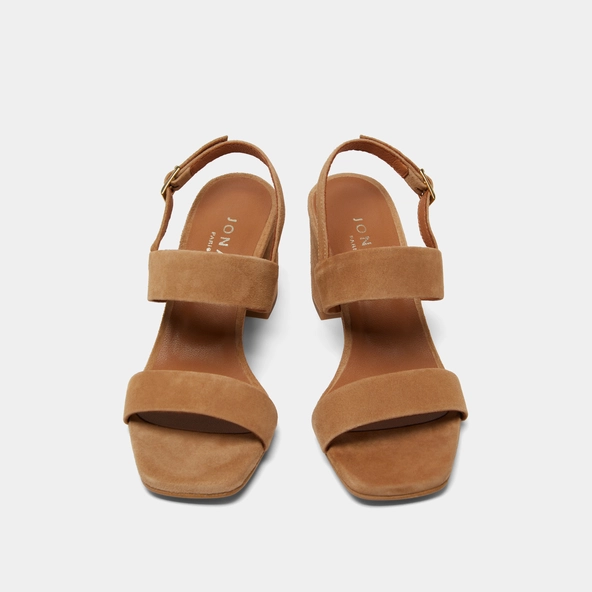 Sandales &agrave; talons en velours camel | VICO | Jonak