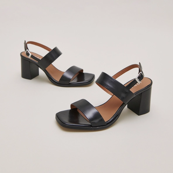 Sandales à talons en cuir noir | VALMONT | Jonak
