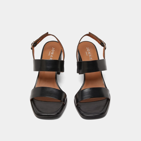 Sandales à talons en cuir noir | VALMONT | Jonak