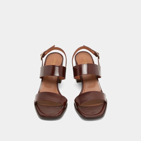 Sandales &agrave; talons en cuir glac&eacute; cognac | VALMONT | Jonak