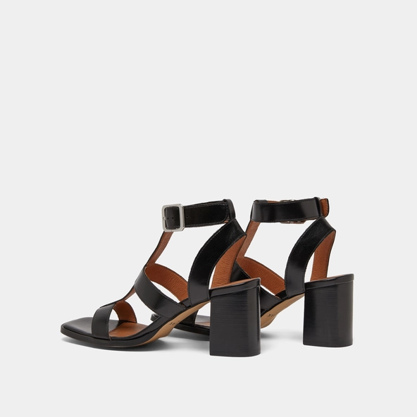 Sandales &agrave; talons en cuir noir | VILMA | Jonak