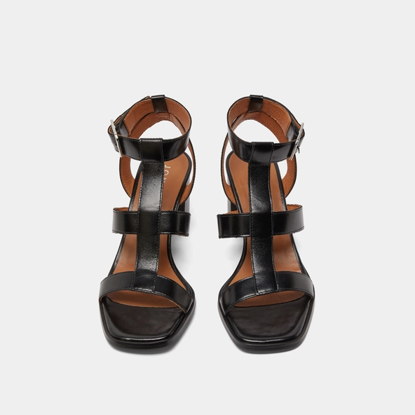 Sandales &agrave; talons en cuir noir | VILMA | Jonak
