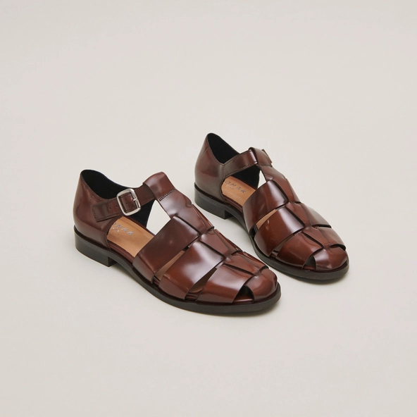 Sandales en cuir glacé marron | AGOSTA | Jonak