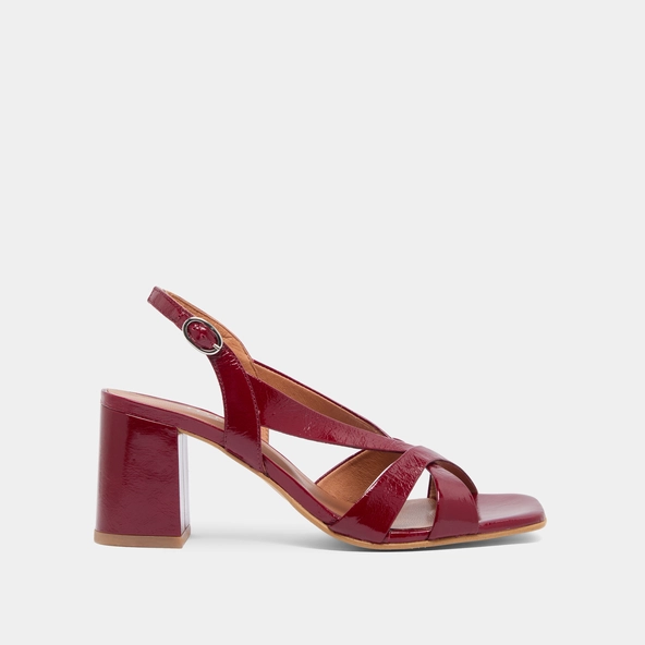 Sandales &agrave; talons en cuir brillant rouge carmin | VANITY | Jonak