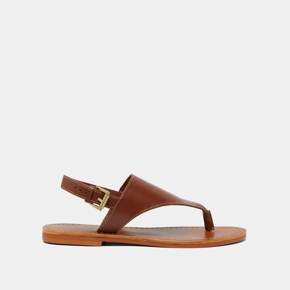 Nu-pieds à brides arrières en cuir cognac | WADE | Jonak