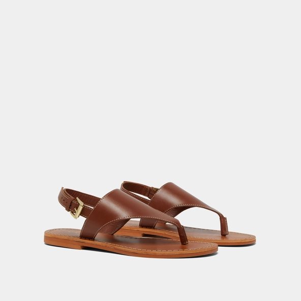 Nu-pieds à brides arrières en cuir cognac | WADE | Jonak
