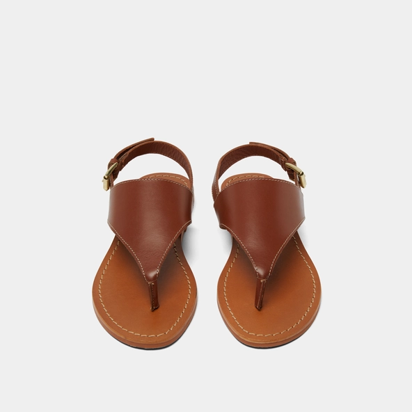 Nu-pieds à brides arrières en cuir cognac | WADE | Jonak