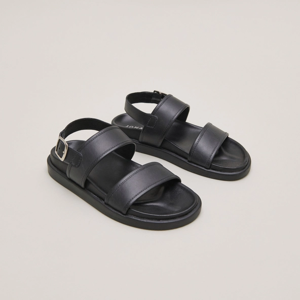 Sandales à doubles lanières en cuir noir | WICHITA | Jonak