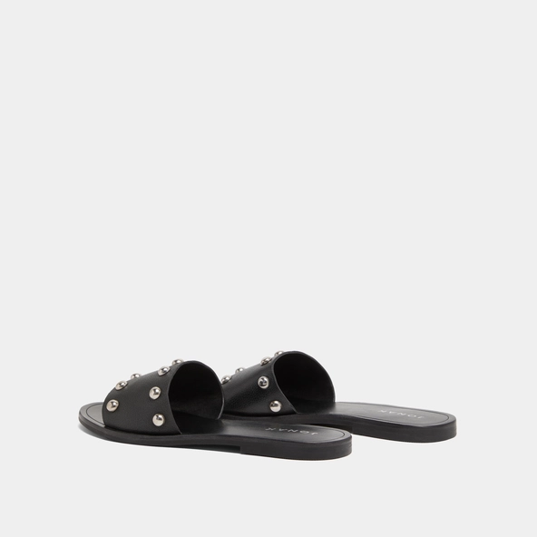 Mules &agrave; d&eacute;tails argent&eacute;s en cuir grain&eacute; noir | WINSLOW | Jonak