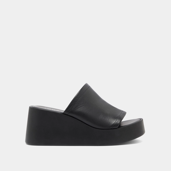 Mules compensées en cuir noir | EUGENE | Jonak
