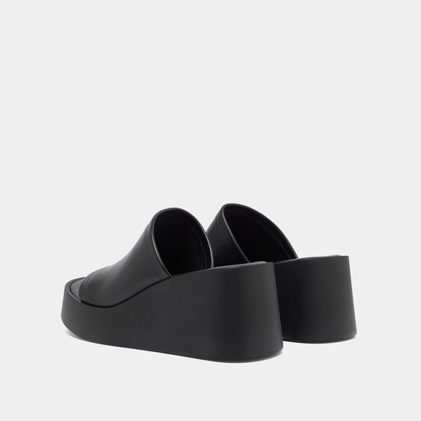 Mules compensées en cuir noir | EUGENE | Jonak