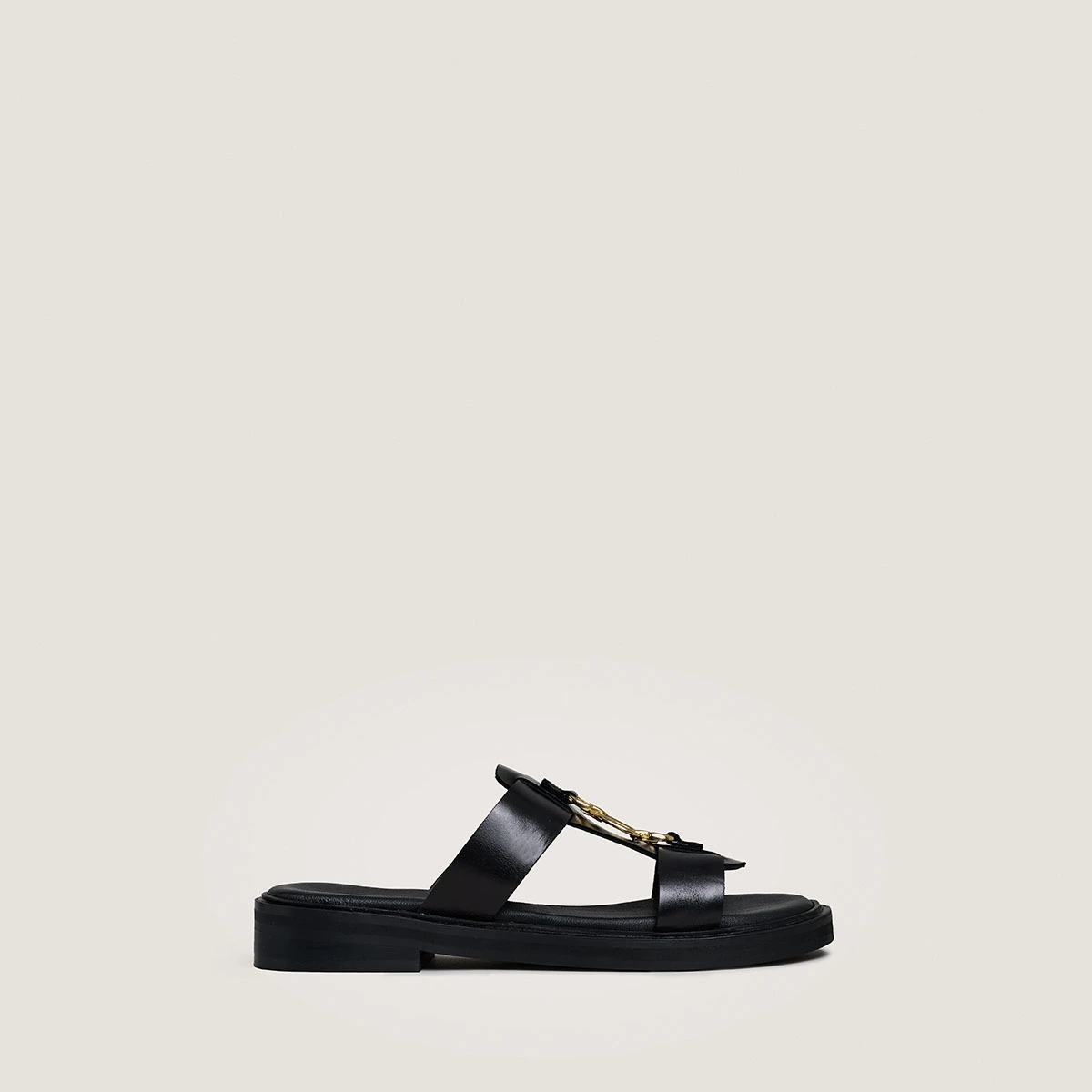 Mules à mors dorés en cuir noir | DOP | Jonak