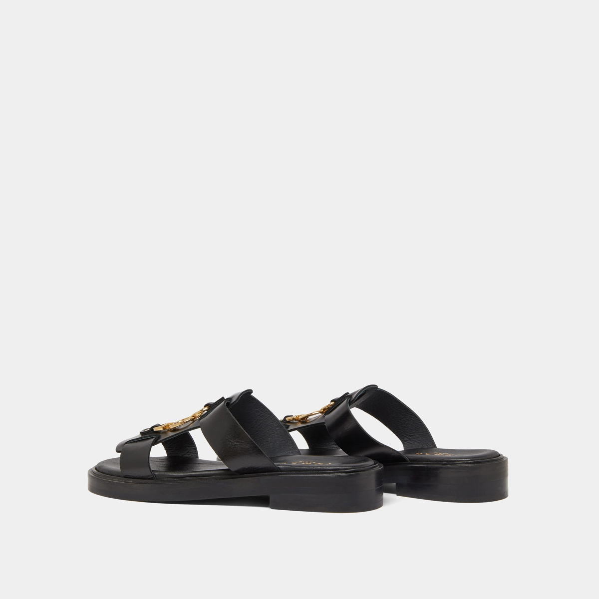 Mules à mors dorés en cuir noir | DOP | Jonak