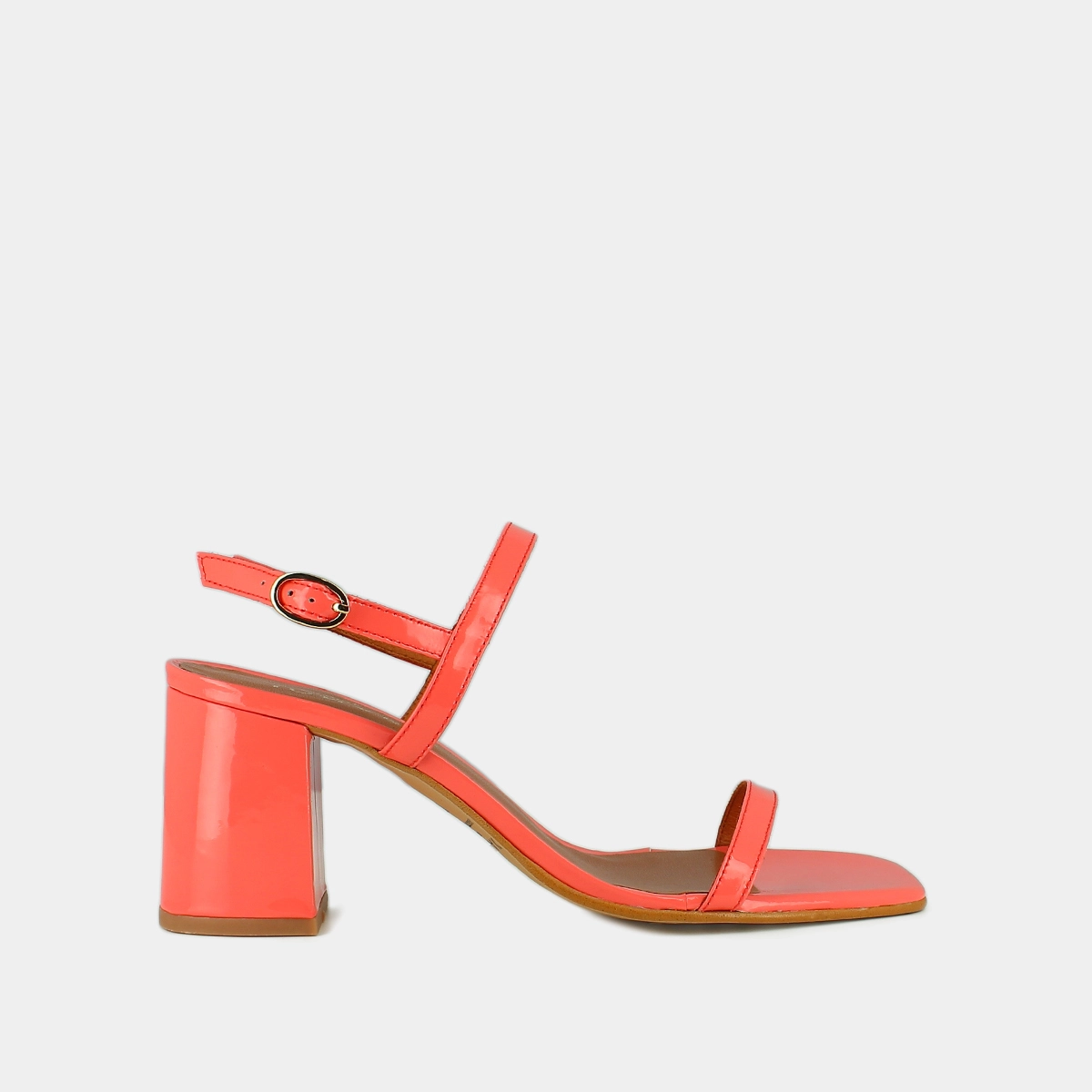 Sandales ouvertes à talons en vernis corail | VIGNE | Jonak