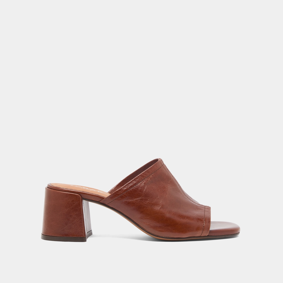 Mules à talons et bouts ouverts en cuir vieilli marron | BUTTERFLY | Jonak