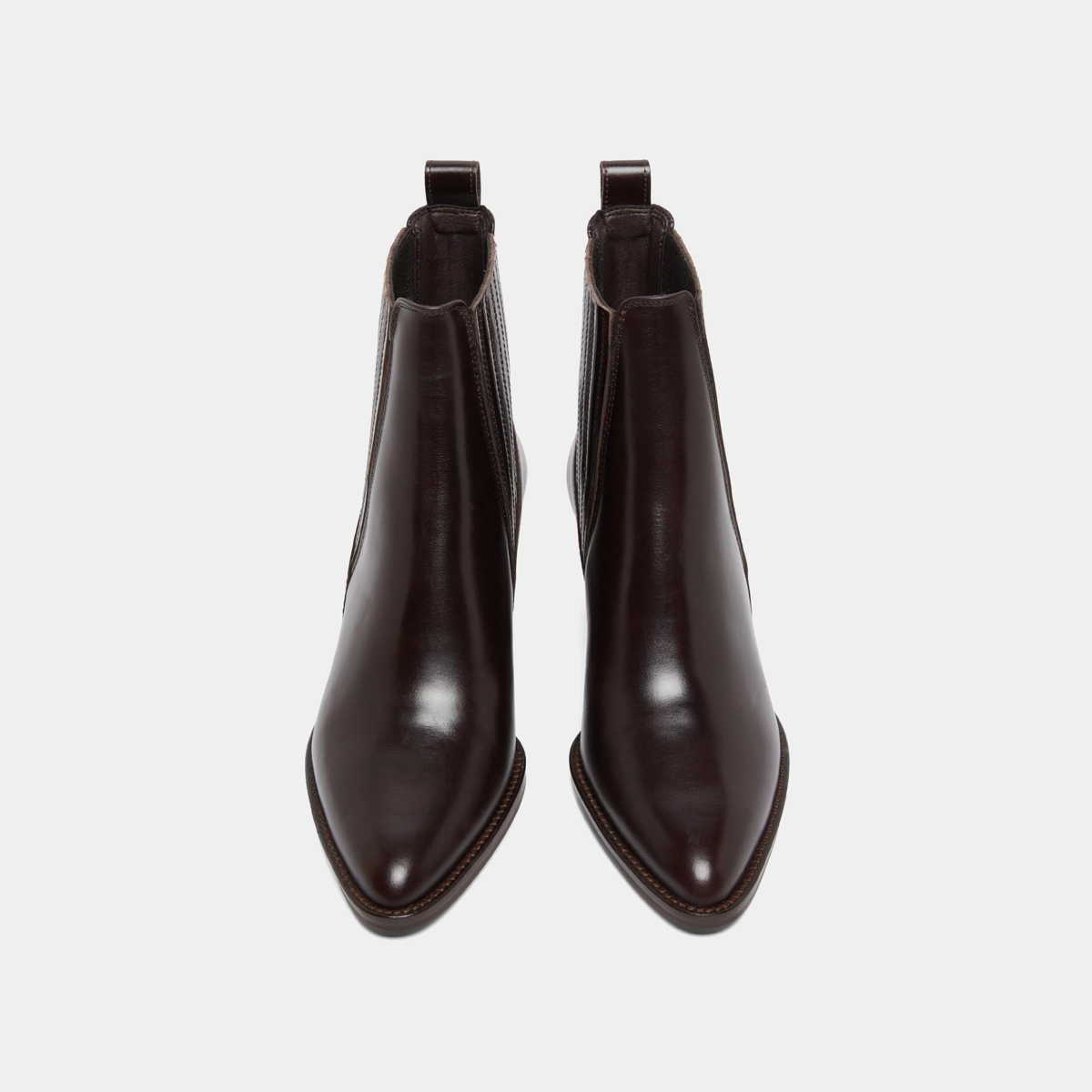 Boots &agrave; petits talons biseaut&eacute;s et &eacute;lastiques en cuir marron fonc&eacute; | BAILEY | Jonak