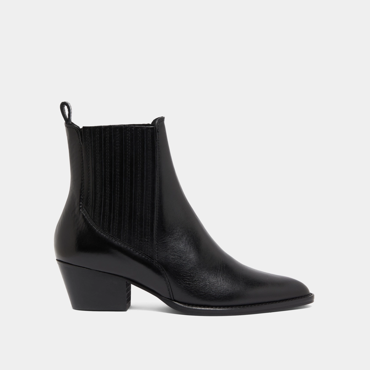 Boots &agrave; petits talons biseaut&eacute;s et &eacute;last... en cuir noir | BAILEY | Jonak