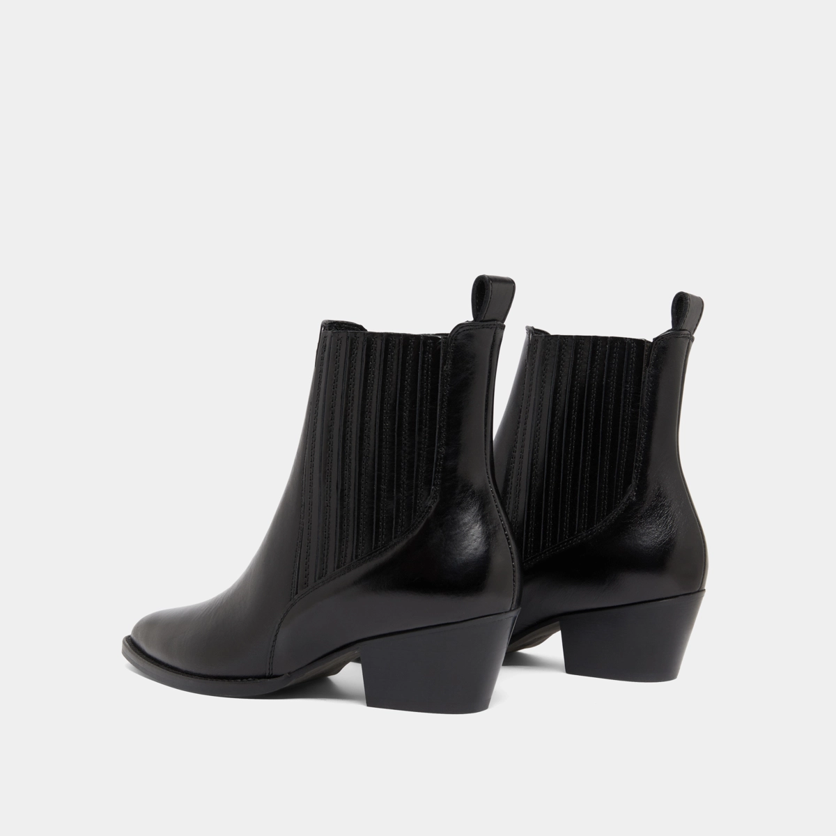 Boots &agrave; petits talons biseaut&eacute;s et &eacute;last... en cuir noir | BAILEY | Jonak