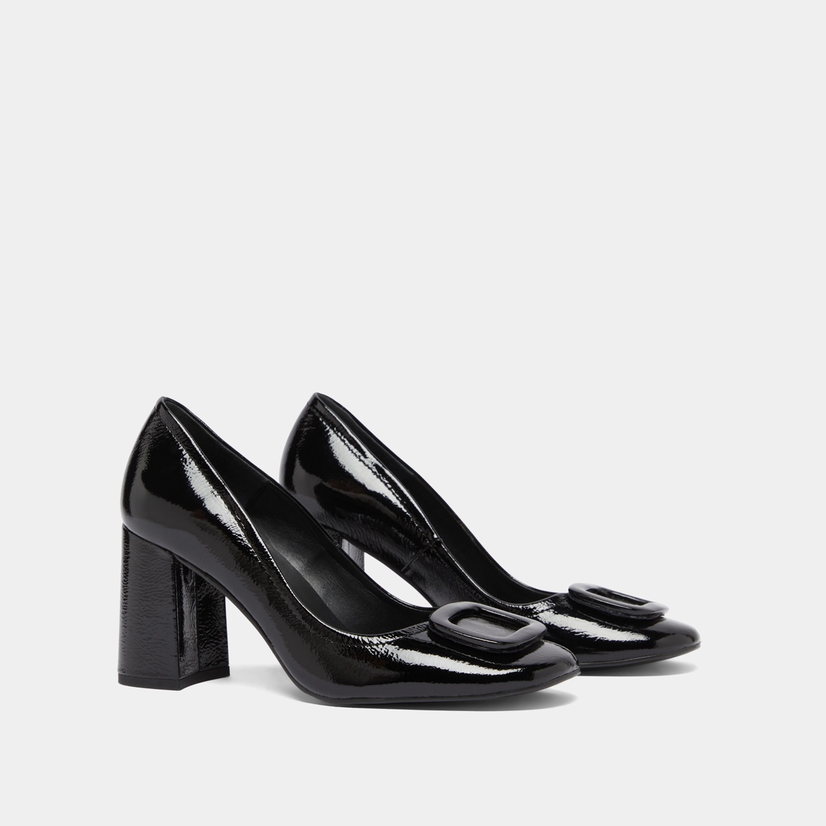 Escarpins avec boucles en vernis plissé noir | BISOU | Jonak