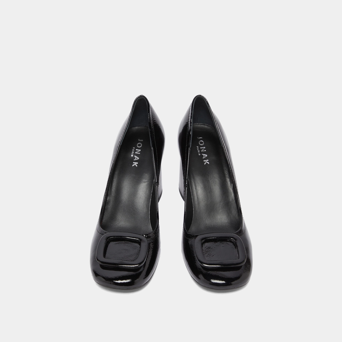 Escarpins avec boucles en vernis plissé noir | BISOU | Jonak