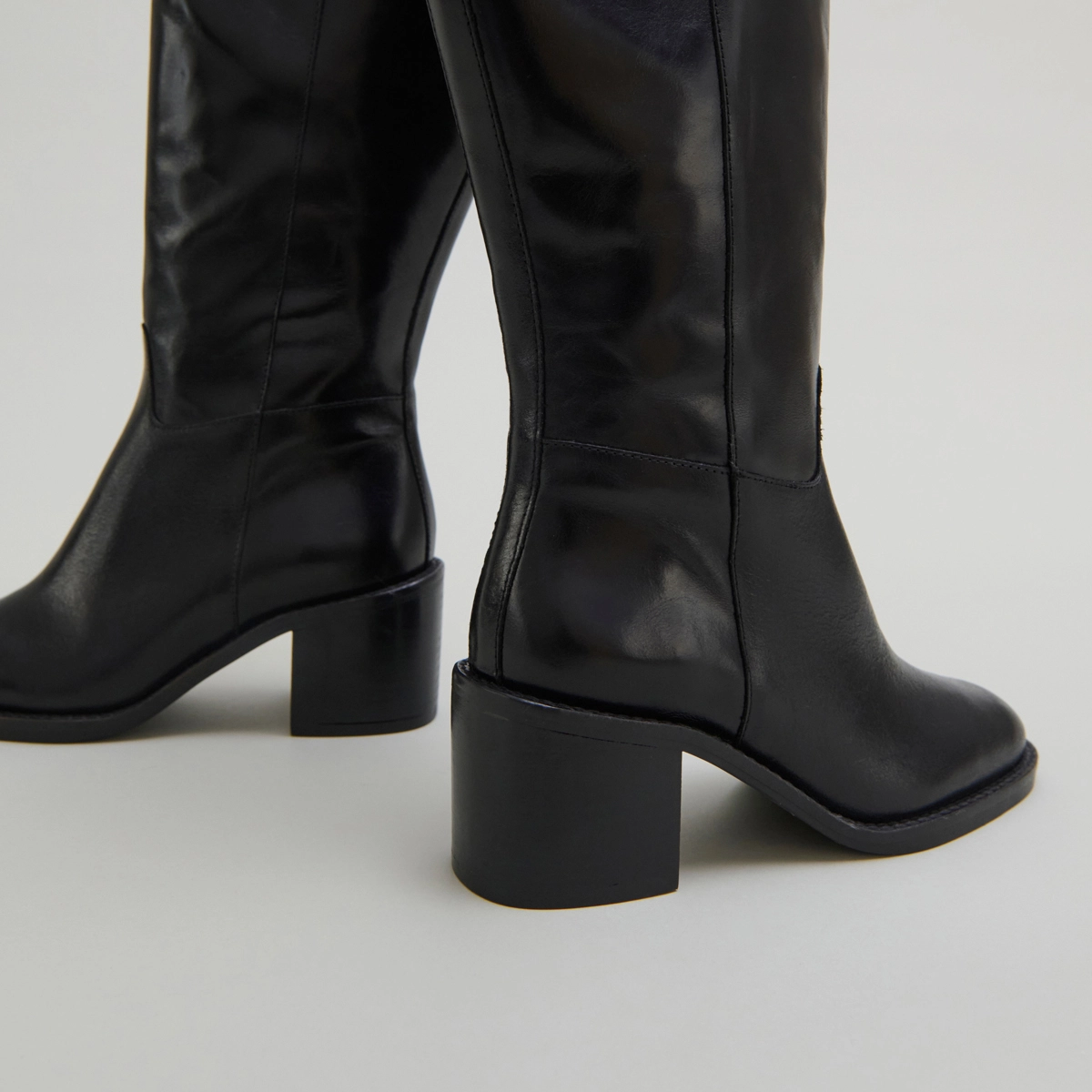 Bottes hautes en cuir noir taille mollet M | BONNIE | Jonak