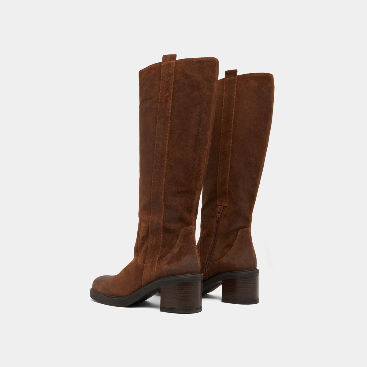 Bottes &agrave; bouts carr&eacute;s et &eacute;lastiques en croute huil&eacute;e cognac | PANACHE | Jonak