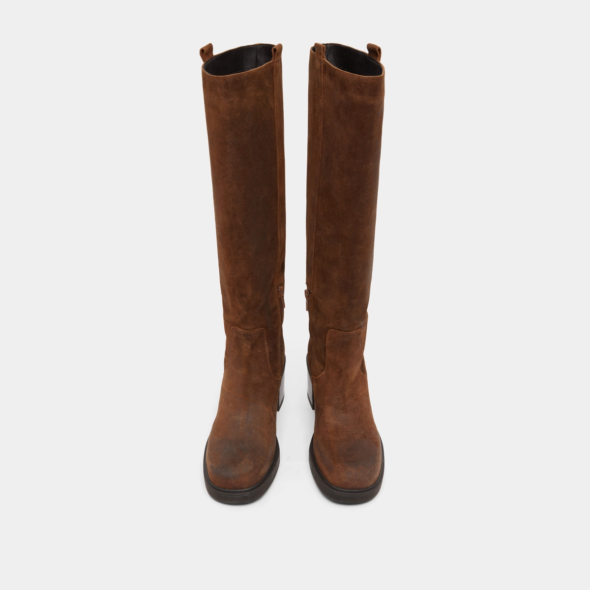 Bottes &agrave; bouts carr&eacute;s et &eacute;lastiques en croute huil&eacute;e cognac | PANACHE | Jonak