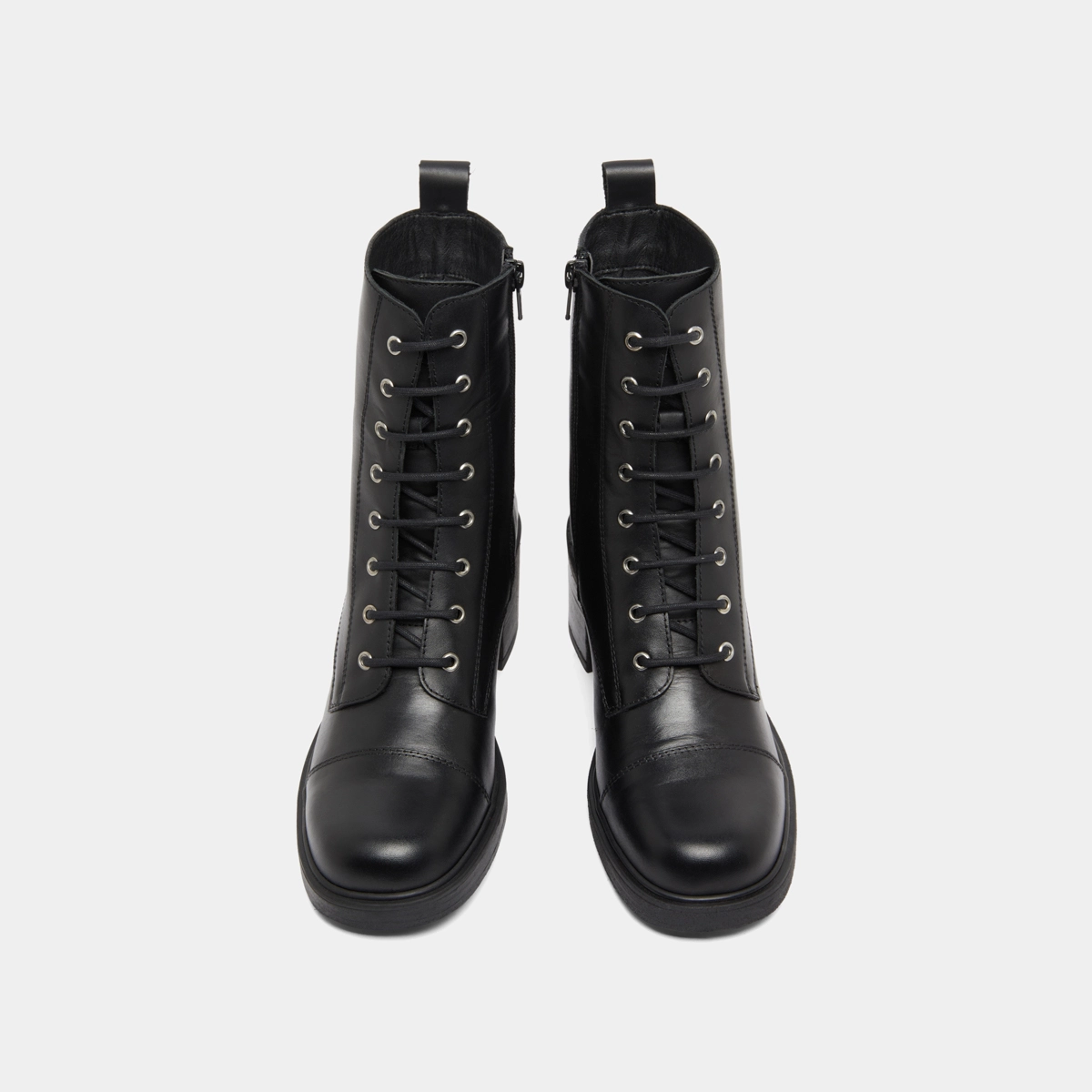 Bottines à lacets et élastiques arrières... en cuir noir | PANAME | Jonak