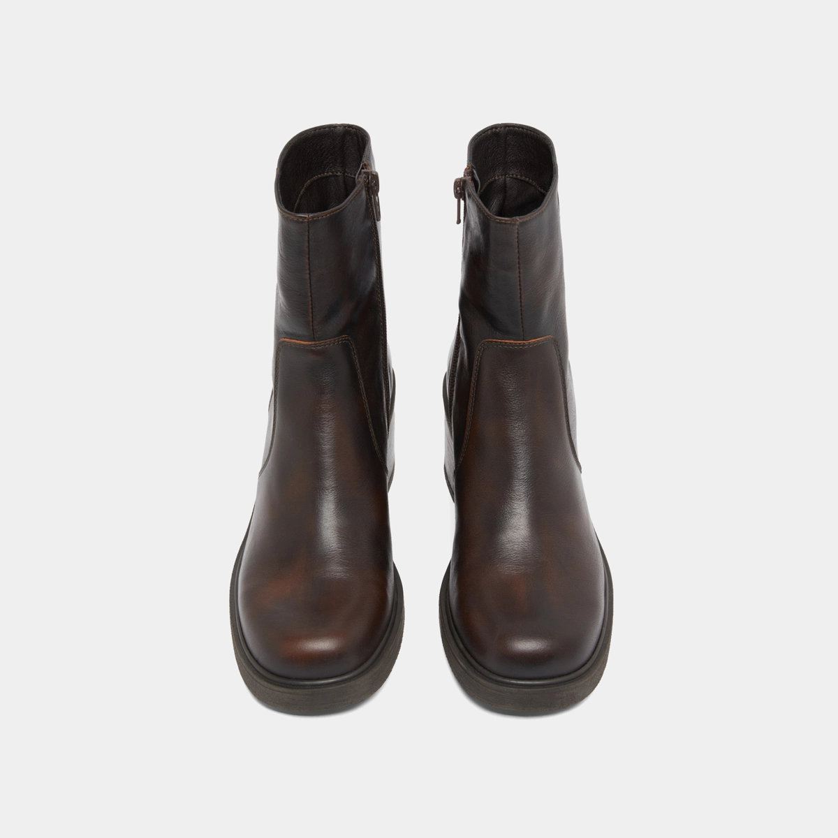 Boots à talons en cuir patiné marron | PANDA | Jonak