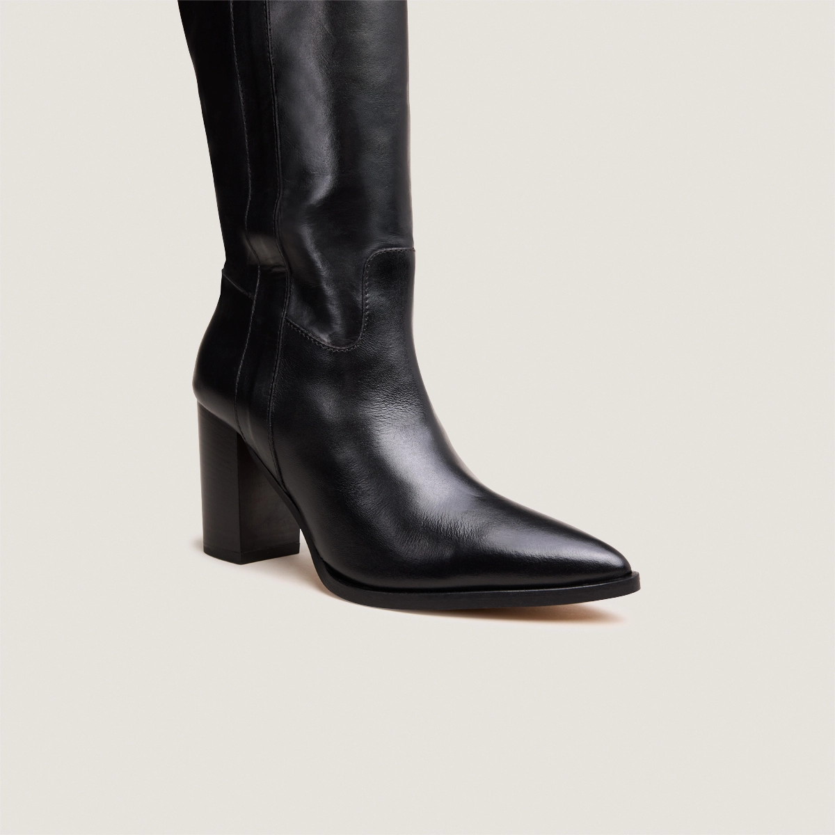 Bottes &agrave; hauts talons et bouts pointus en cuir noir | PECHE | Jonak