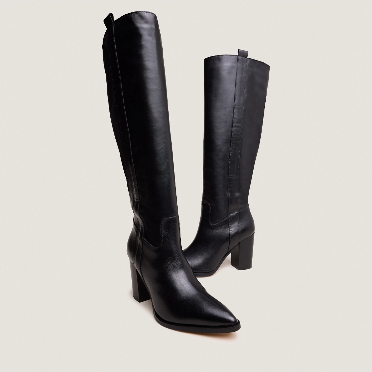 Bottes &agrave; hauts talons et bouts pointus en cuir noir | PECHE | Jonak