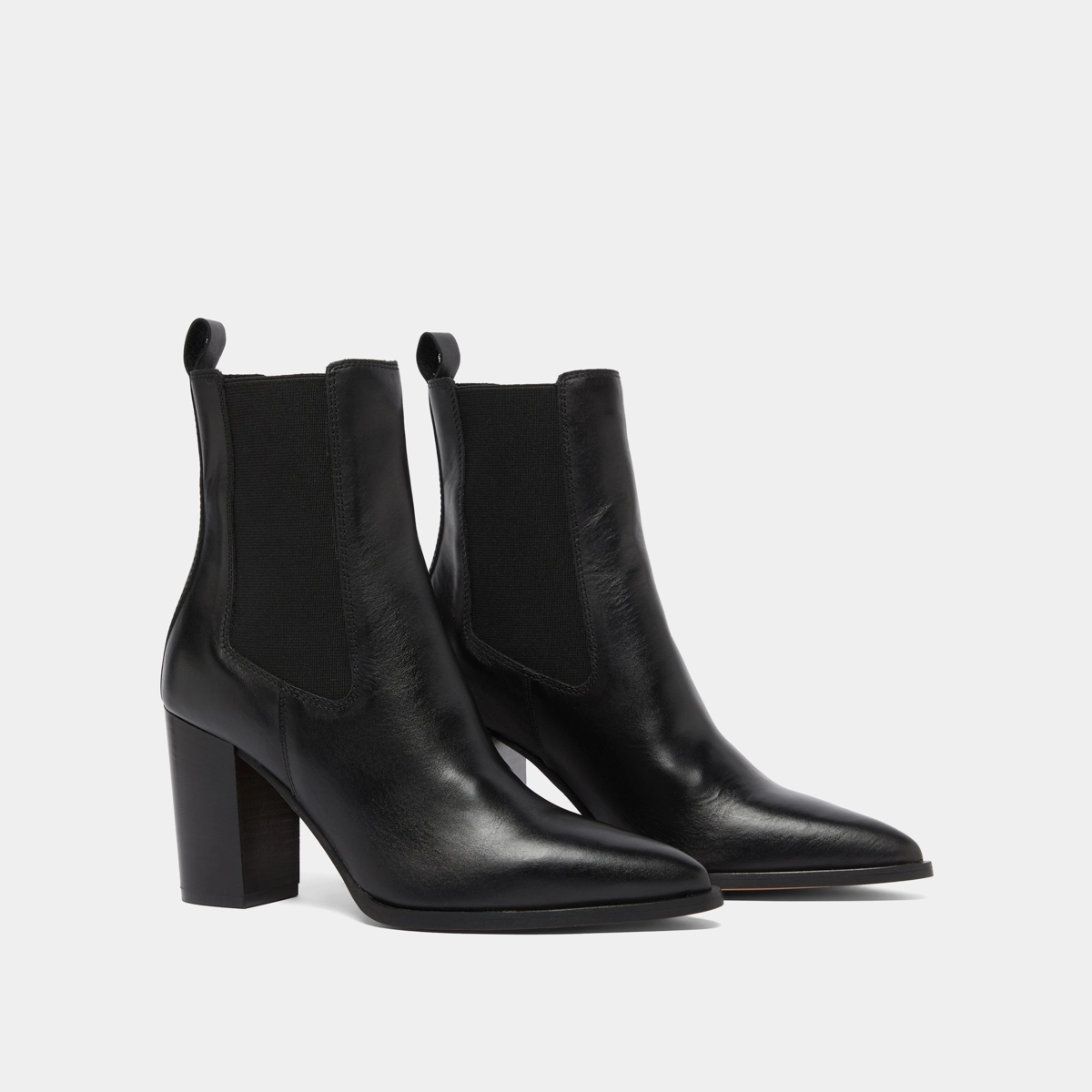 Bottines &agrave; talons et &eacute;lastiques en cuir noir | PEPITA | Jonak